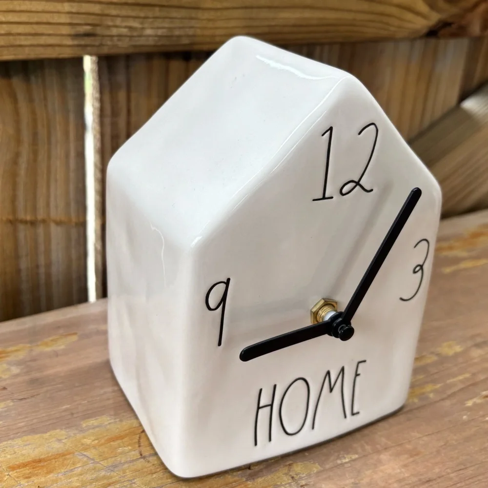 Rae Dunn Stoneware Farmhouse Mantel Clock Artisan Collection by Magenta 5 5/8”H